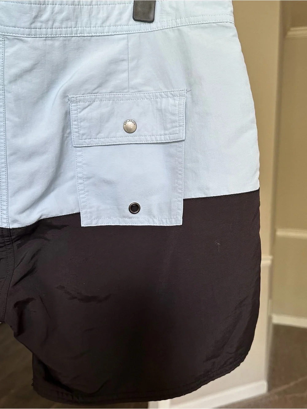 Saturdays New York City Light Blue and Black Two-Tone Swim Shorts
